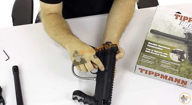 Back Side Of Tippmann 98 Custom Paintball Gun